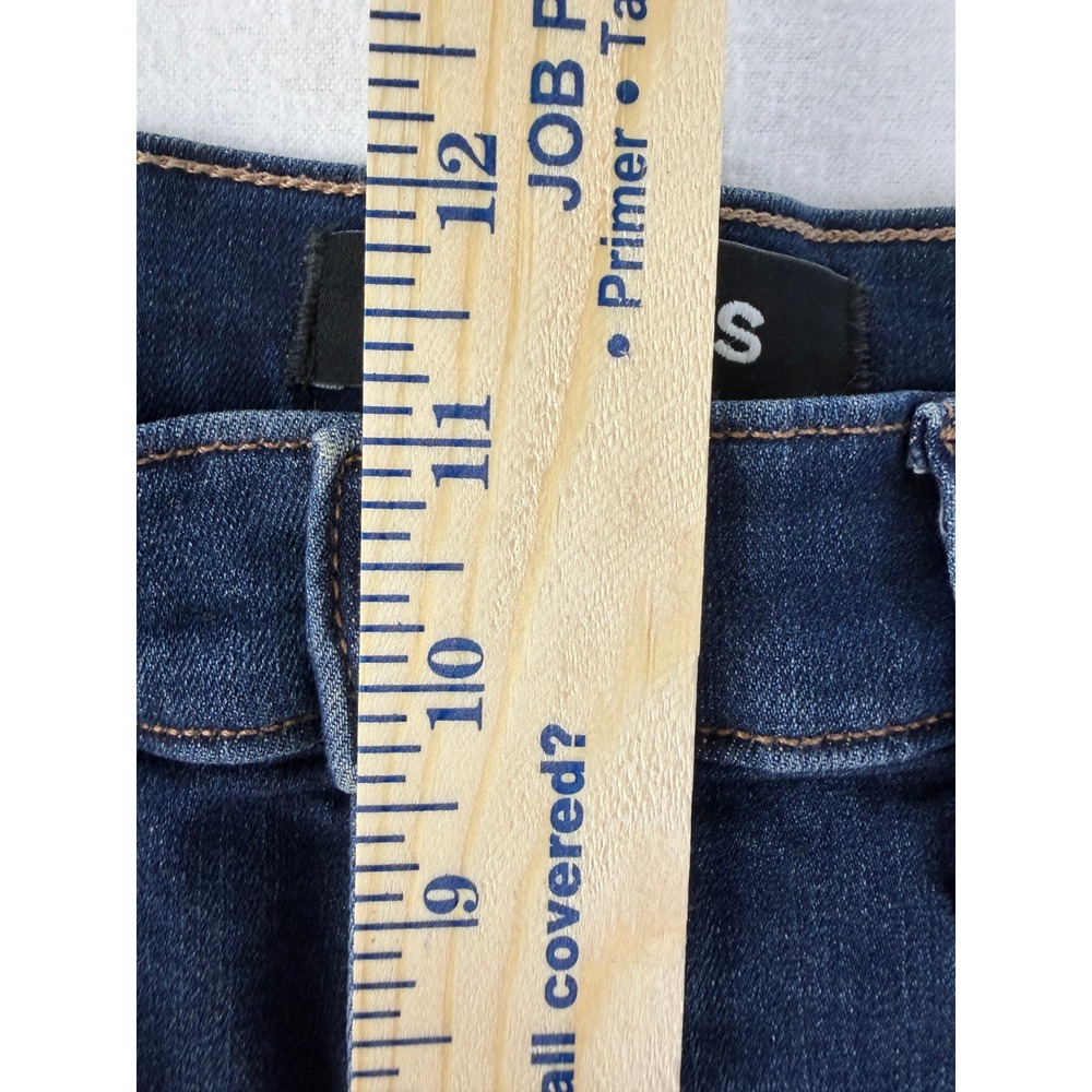 Express Denim Shorts Womens Size 4 Blue Midi High Rise Stretch‎ Cuffed Dark Wash - Picture 8 of 8